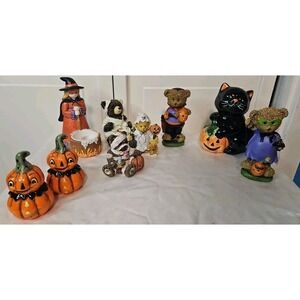 Vintage Halloween 🎃 Decor Yankee Candle Cottage Transpac & Unmarked 9pc